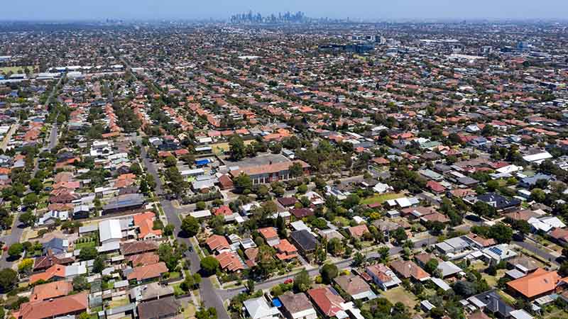 Aerial shot of properties