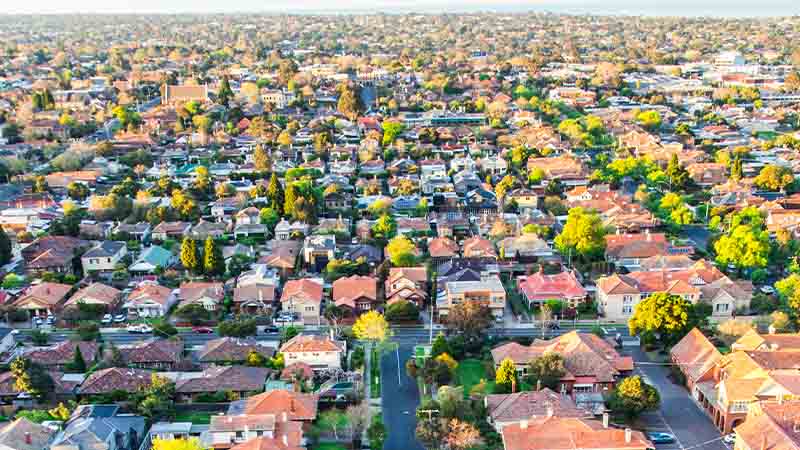 Aerial shot of property