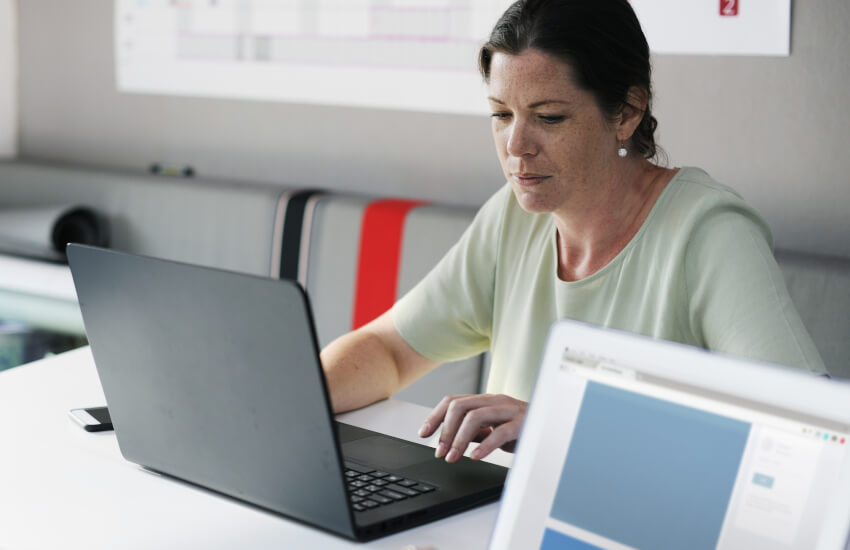 Older woman working, retirement for older women