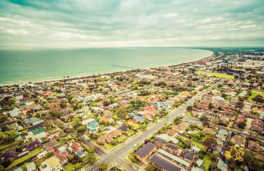 Aerial shot of properties