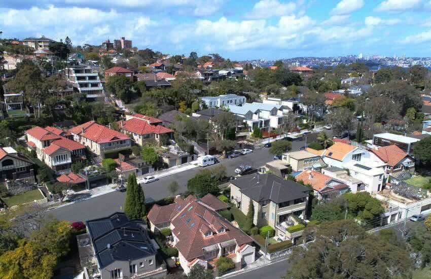 Aerial shot of property