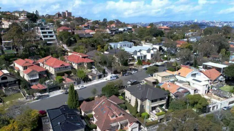 Aerial shot of properties