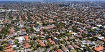 Aerial shot of property