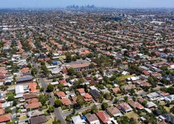 Aerial shot of property