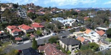 Aerial shot of property