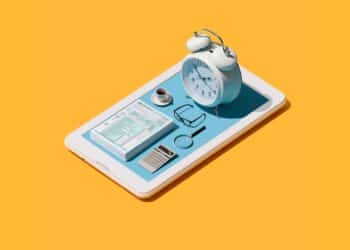 Stylised image of ledger, clock, glasses, calculator, SMSF SAR